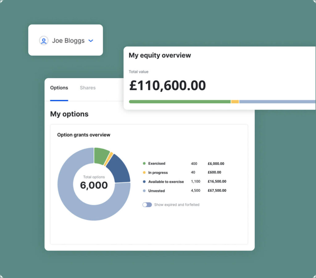 Employee equity overview screen